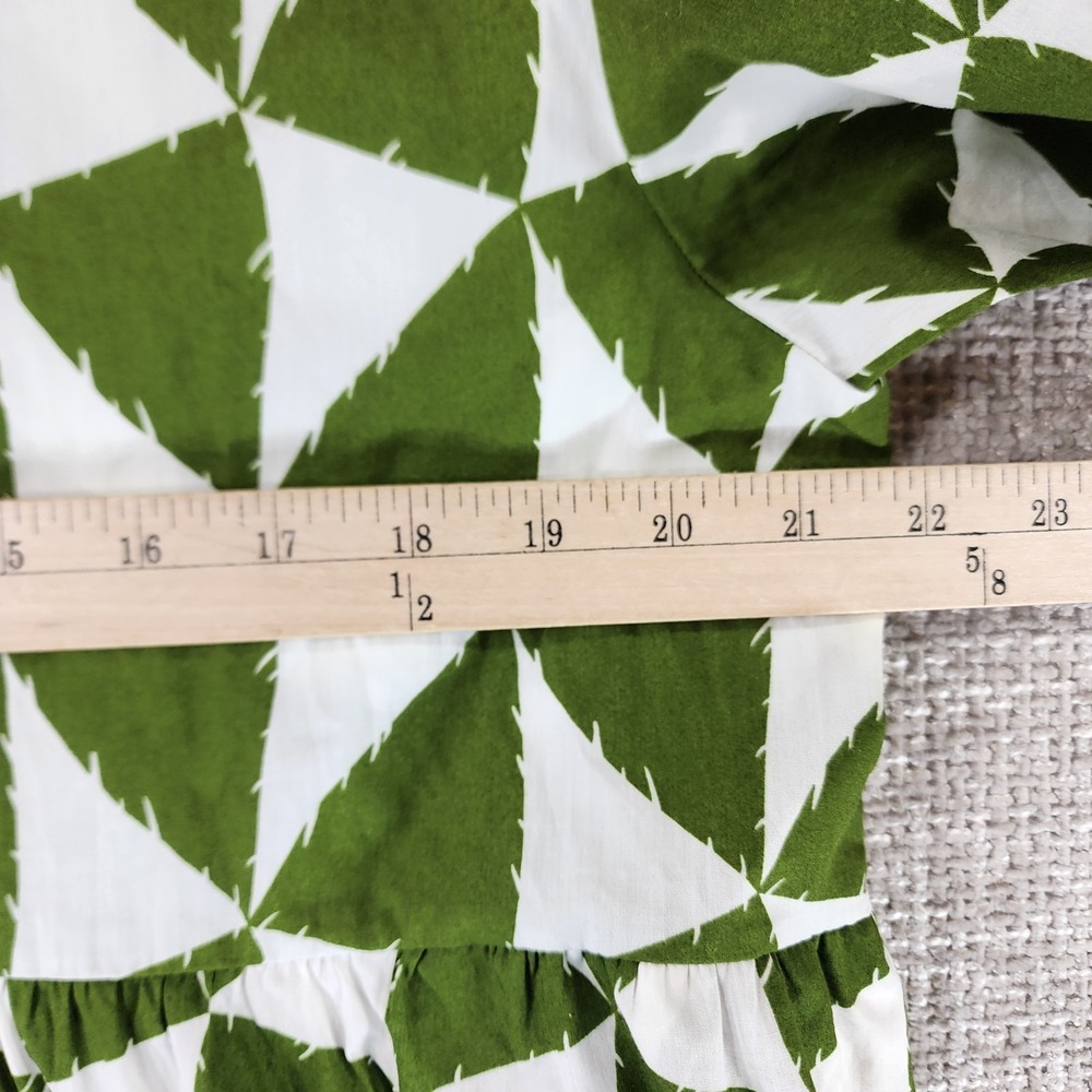 Anthropologie Maeve Bettina Shirt Dress Womens LP Petite Green White Triangles - Picture 6 of 13